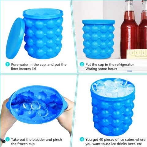Portable 2 in 1 Large Silicone Ice Bucket Mold for Home Party