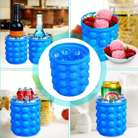 Portable 2 in 1 Large Silicone Ice Bucket Mold for Home Party