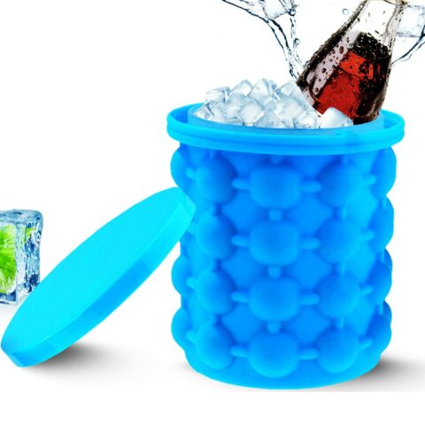 Portable 2 in 1 Large Silicone Ice Bucket Mold for Home Party