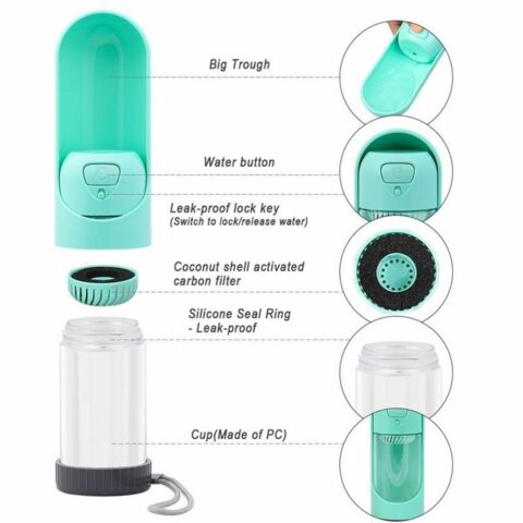 Portable Pet Dog Water Bottle with Activated Carbon Filter